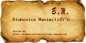 Blahovics Maximilián névjegykártya